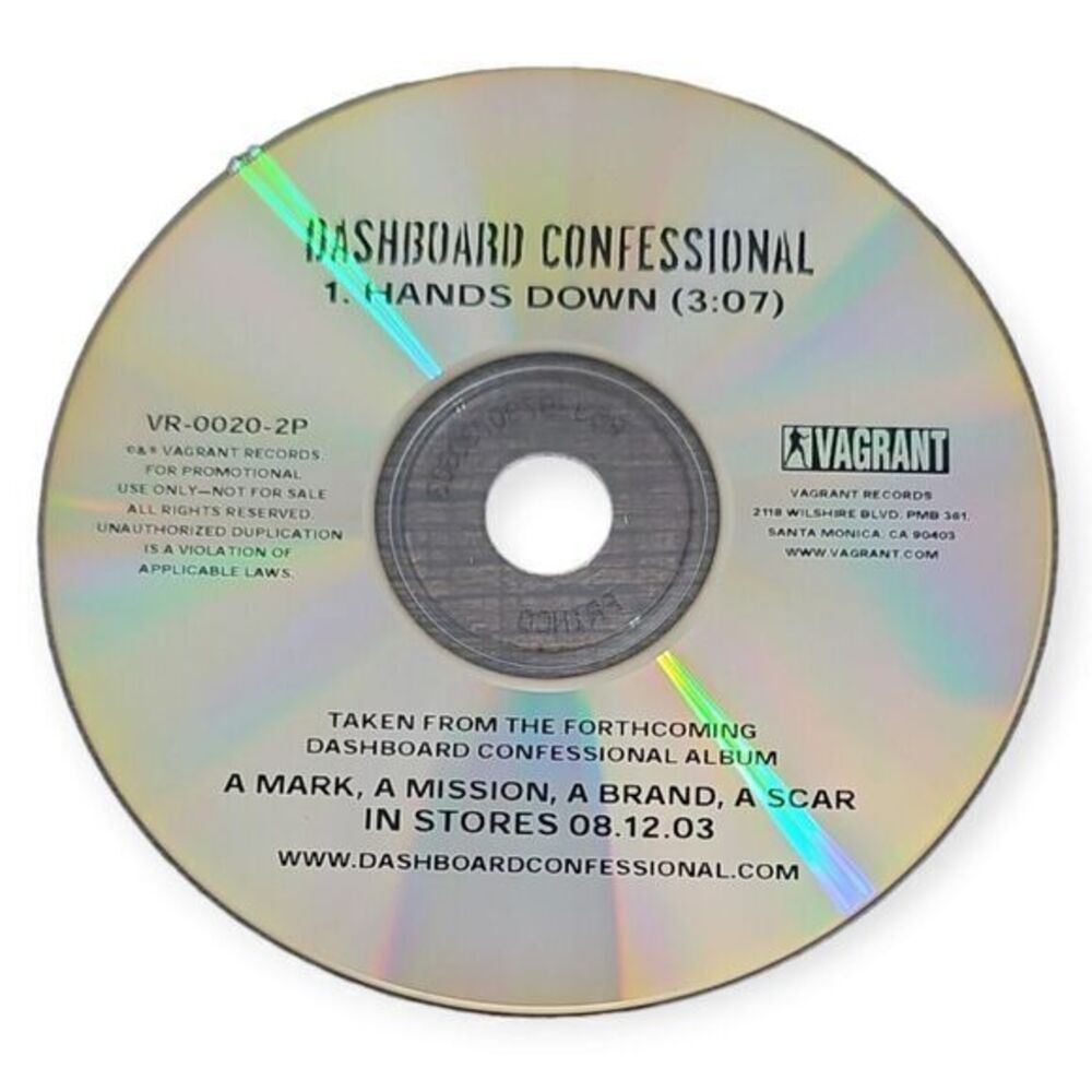 Dashboard Confessional – Hands‎ Down [2003 Promotional CD Single] - Picture 3 of 3
